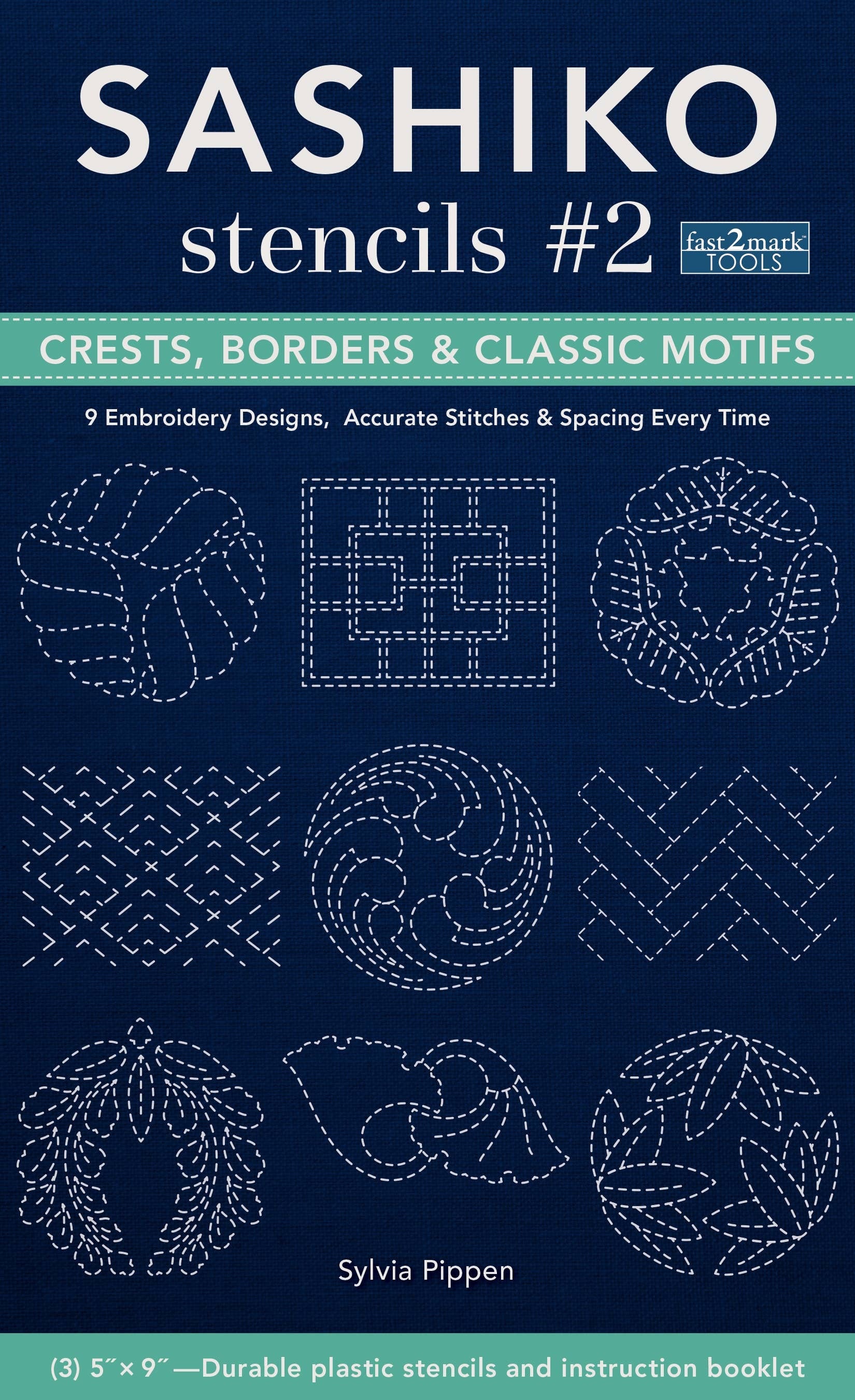 Sashiko Stencils 2 Crests Borders Classic Motifs Hart GB Sashiko stencils 2 crests borders classic motifs hart gb